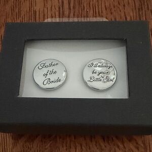 Silver "Father of the Bride" Engraved Cuff Links - Pair